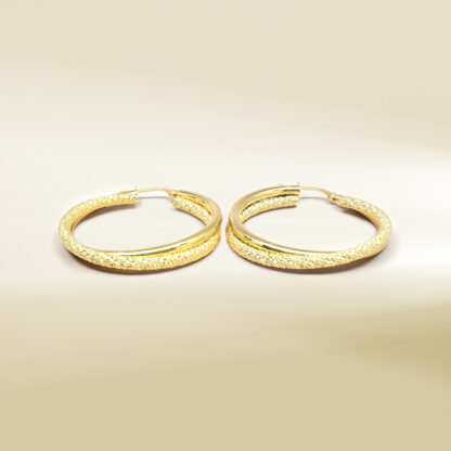 18K Yellow Gold Hoop Design Earrings