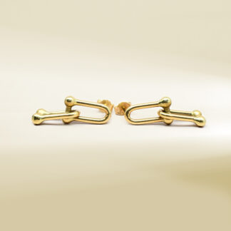 18K Yellow Gold Brand-Inpired Dangling Earrings