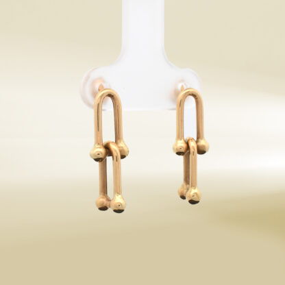 18K Yellow Gold Brand-Inpired Dangling Earrings - Image 4