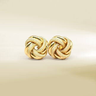18K Yellow Gold Knot Design Earrings