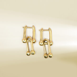18K Yellow Gold Brand-Inpired Dangling Earrings