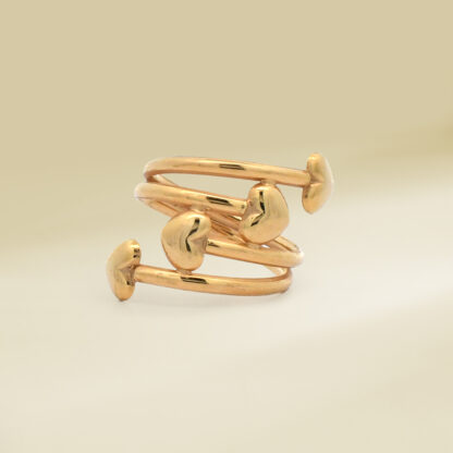 18K Yellow Gold Wrap Design with Hearts Ladies' Ring