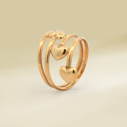 18K Yellow Gold Wrap Design with Hearts Ladies' Ring - Image 3