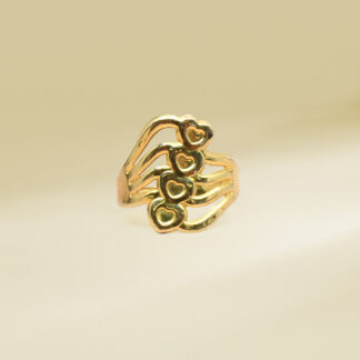 18K Yellow Gold Heart Design Ladies' Ring