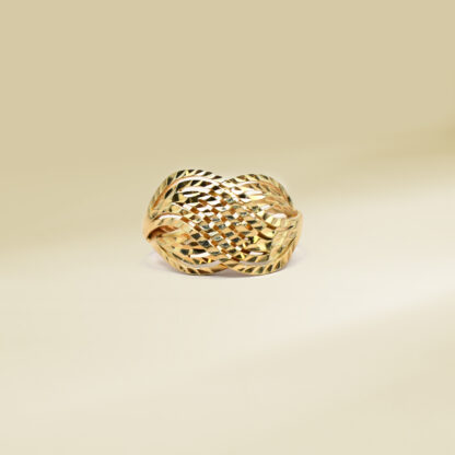 18K Yellow Gold Overlapping Band Design Ladies' Ring