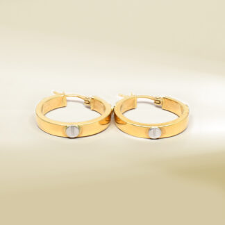18K Two-Tone Hoop Design Earrings