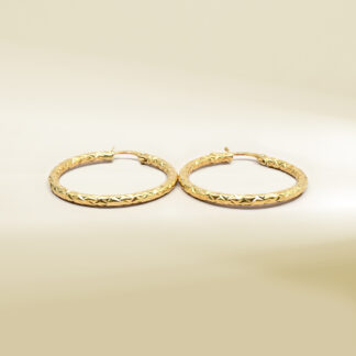 18K Yellow Gold Hoop Design Earrings