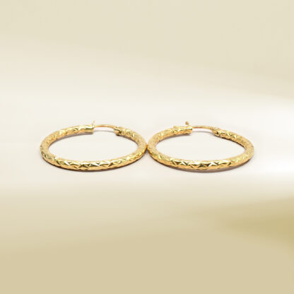 18K Yellow Gold Hoop Design Earrings
