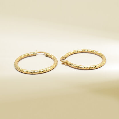18K Yellow Gold Hoop Design Earrings - Image 3