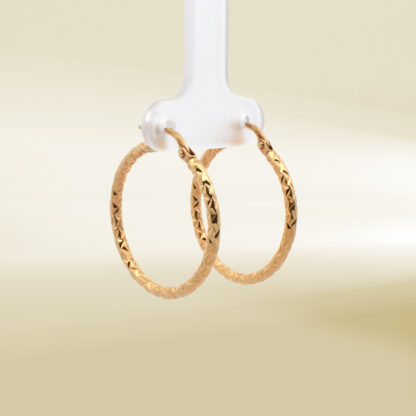 18K Yellow Gold Hoop Design Earrings - Image 4