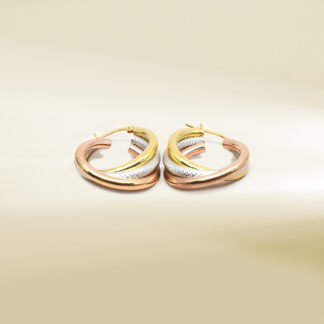 18K Tri-Color Layered Hoop Earrings