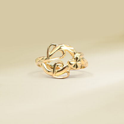 18K Yellow Gold Heart Design Ladies' Ring