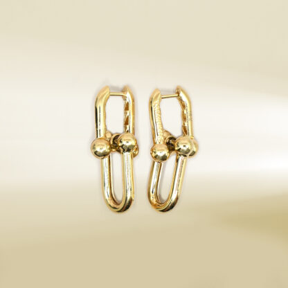 18K Yellow Gold Brand-Inpired Dangling Earrings