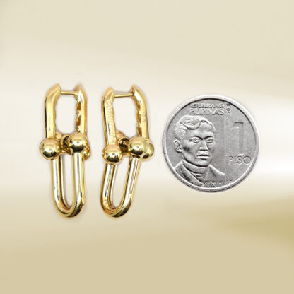 18K Yellow Gold Brand-Inpired Dangling Earrings - Image 2