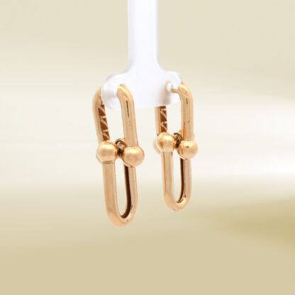 18K Yellow Gold Brand-Inpired Dangling Earrings - Image 4