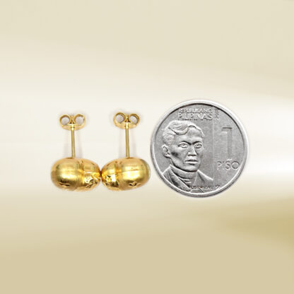 18K Yellow Gold Puffy Heart Design Earrings - Image 2