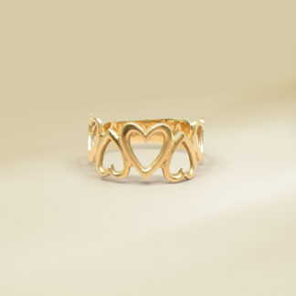 18K Yellow Gold Heart Design Ladies' Ring