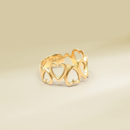 18K Yellow Gold Heart Design Ladies' Ring - Image 2