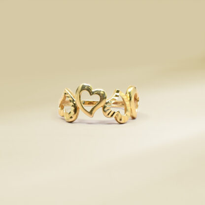 18K Yellow Gold Heart Design Ladies' Ring