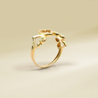18K Yellow Gold Heart Design Ladies' Ring - Image 3