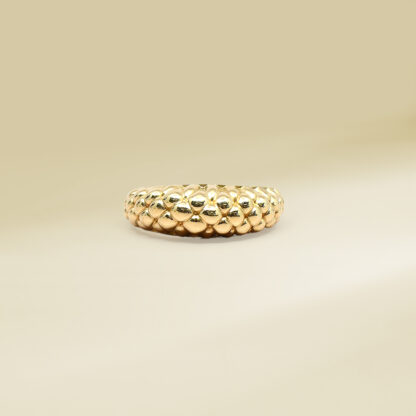 18K Yellow Gold Dragon Scaled Dome Ladies' Ring