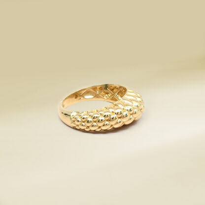 18K Yellow Gold Dragon Scaled Dome Ladies' Ring - Image 2