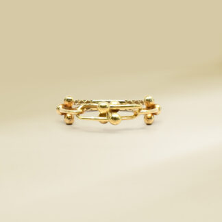 18K Yellow Gold Brand-Inspired Ladies' Ring