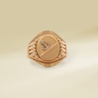 18K Yellow Gold Anchor Signet Design Gents' Ring