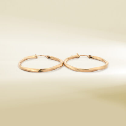 18K Yellow Gold Twisted Hoop Earrings