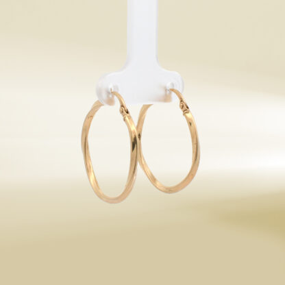18K Yellow Gold Twisted Hoop Earrings - Image 4