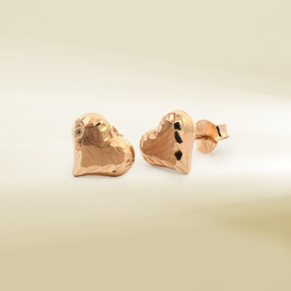 18K Yellow Gold Heart Design Earrings - Image 3