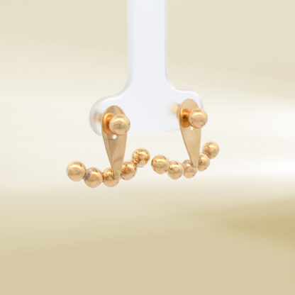 18K Yellow Gold Ball Design Ear Jacket Earrings - Image 4