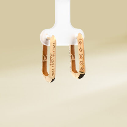 18K Yellow Gold Brand Inspired U Shaped Earrings - Image 4