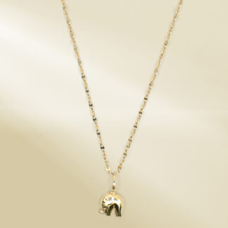 18K Yellow Gold Mariner Chain Necklace with Elephant Pendant
