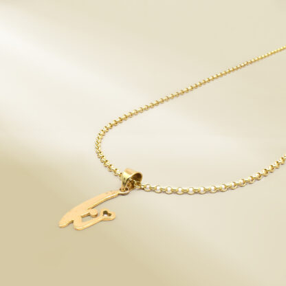 18K Yellow Gold Rolo Chain Necklace with Initial Pendant - Image 2