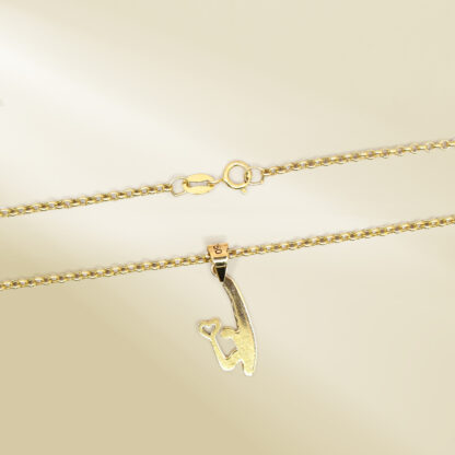 18K Yellow Gold Rolo Chain Necklace with Initial Pendant - Image 3