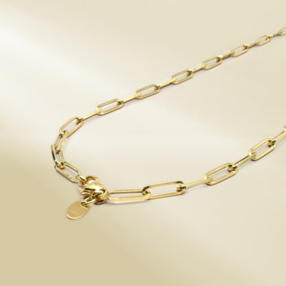 18K Yellow Gold Paperclip Chain Necklace - Image 2