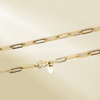 18K Yellow Gold Paperclip Chain Necklace - Image 3