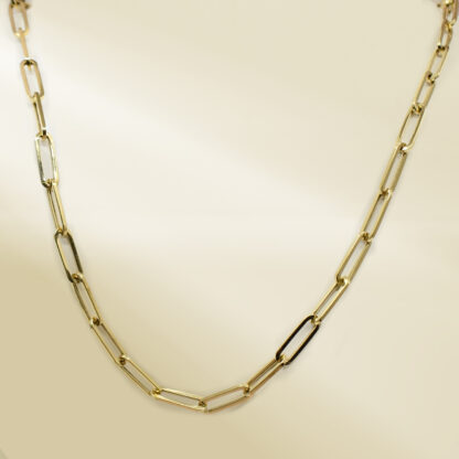 18K Yellow Gold Paperclip Chain Necklace - Image 4
