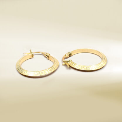 18K Yellow Gold Hoop Design Earrings - Image 3
