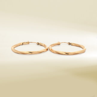 18K Yellow Gold Twisted Hoop Earrings