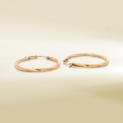18K Yellow Gold Twisted Hoop Earrings - Image 3