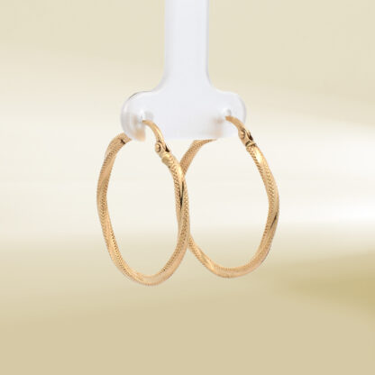 18K Yellow Gold Twisted Hoop Earrings - Image 4