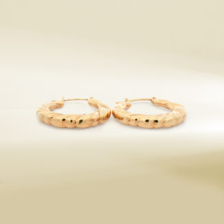 18K Yellow Gold Flat Croissant Hoop Earrings
