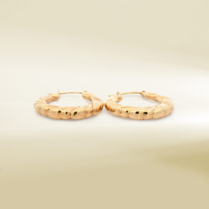 18K Yellow Gold Flat Croissant Hoop Earrings