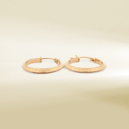 18K Yellow Gold Brand-Inspired Hoop Design Earrings