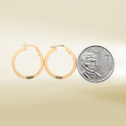 18K Yellow Gold Brand-Inspired Hoop Design Earrings - Image 2