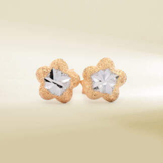 18K Two-Tone Flower Shaped Earrings