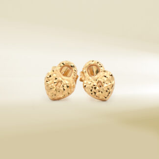 18K Yellow Gold Heart Design /Lock Shaped Earrings