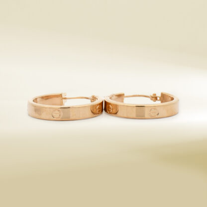 18K Yellow Gold Brand Inspired Hoop Earrings